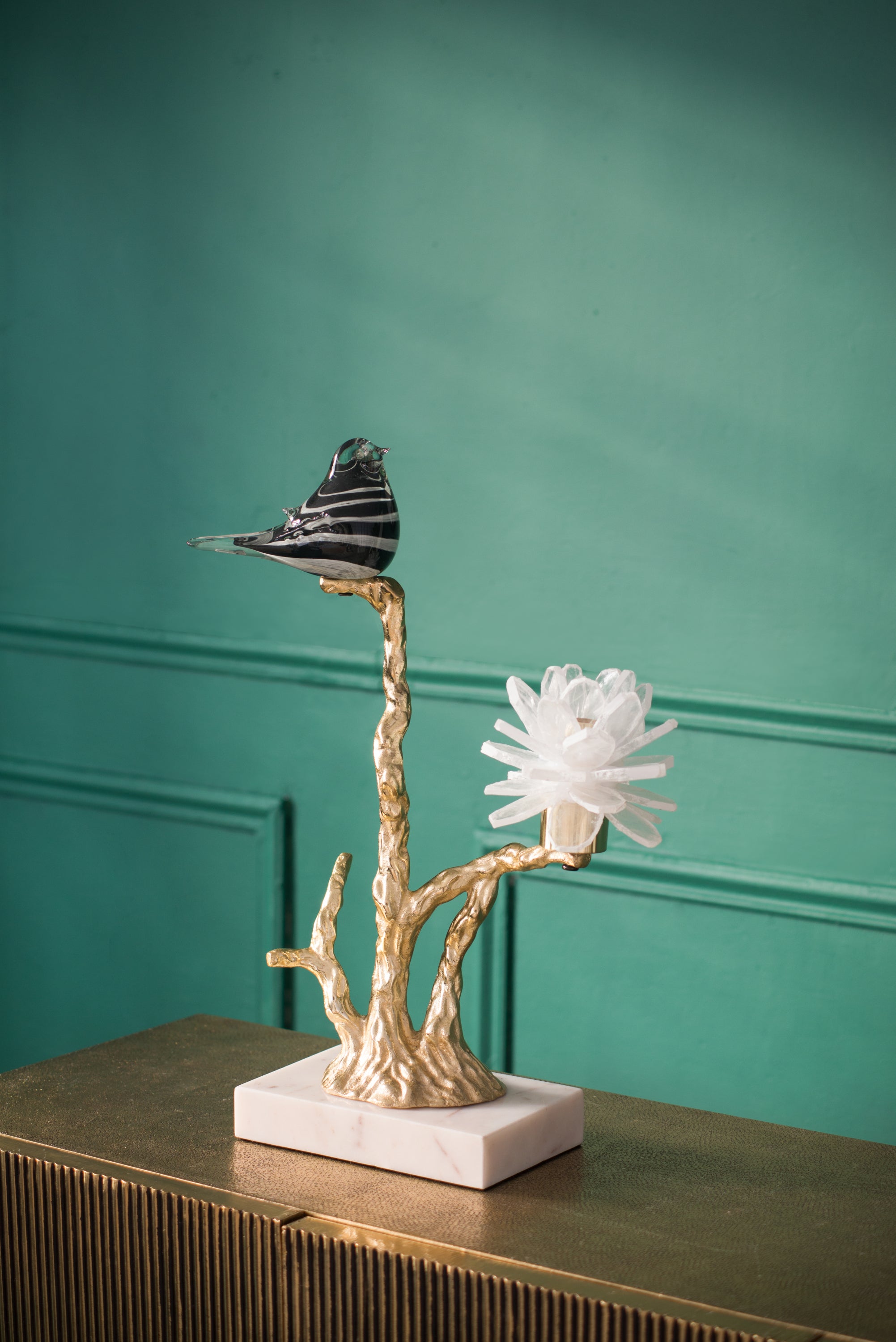 Aluminum Candle Holder with Marble Stand, 8x5x15'