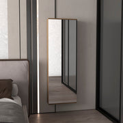 Wall Shoe Rack 54' H, One Mirror, One Door, Five Internal Storage Shelves, Approximate Capacity for Ten Shoes
