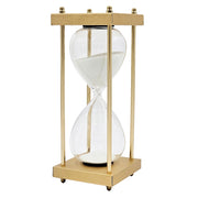 10' Papin Natural 30-Minute Hourglass, Framed with an Metal stand, Gold&White