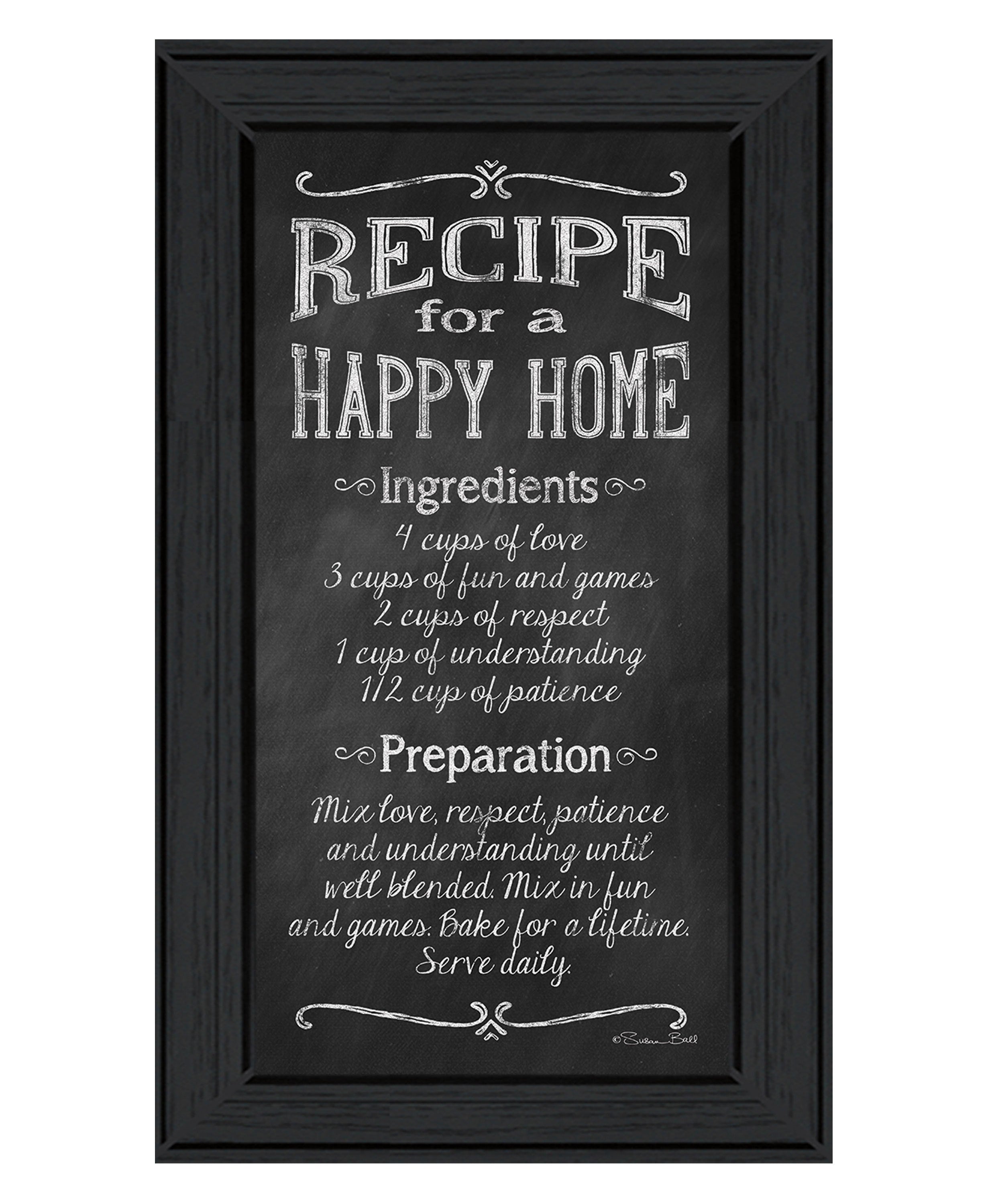 'Recipe for a Happy Home' by Susan Ball, Ready to Hang Framed Print, Black Frame