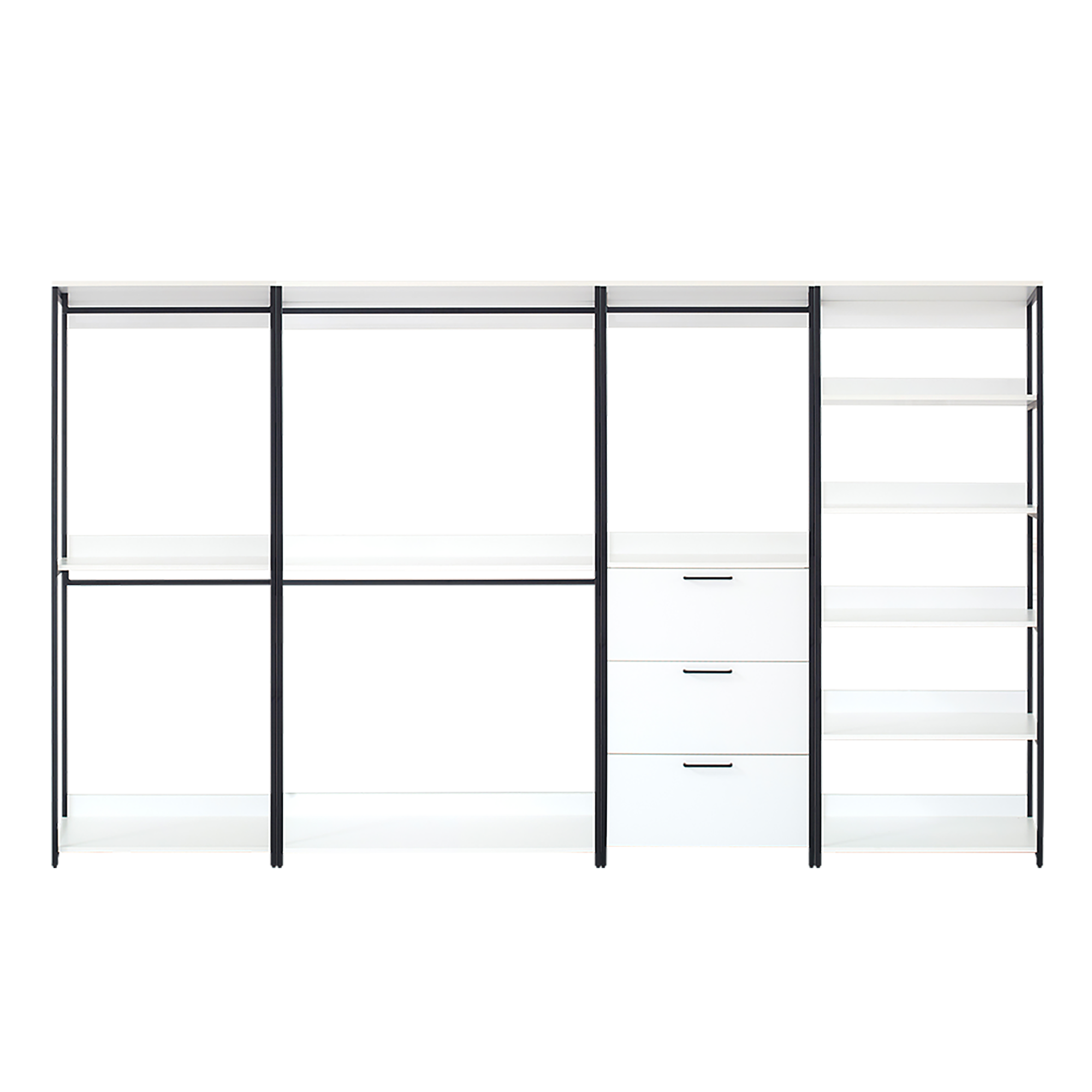 Fiona Freestanding 4 Tower Walk-in Closet System White Wood Metal 143 in.