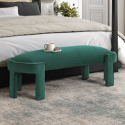 Stylish Upholstered Bench Green Velvet Fabric Foam Cushioned Seat Luxurious Comfort Home Furniture 1pc Durable Plywood Frame Entryway Bench