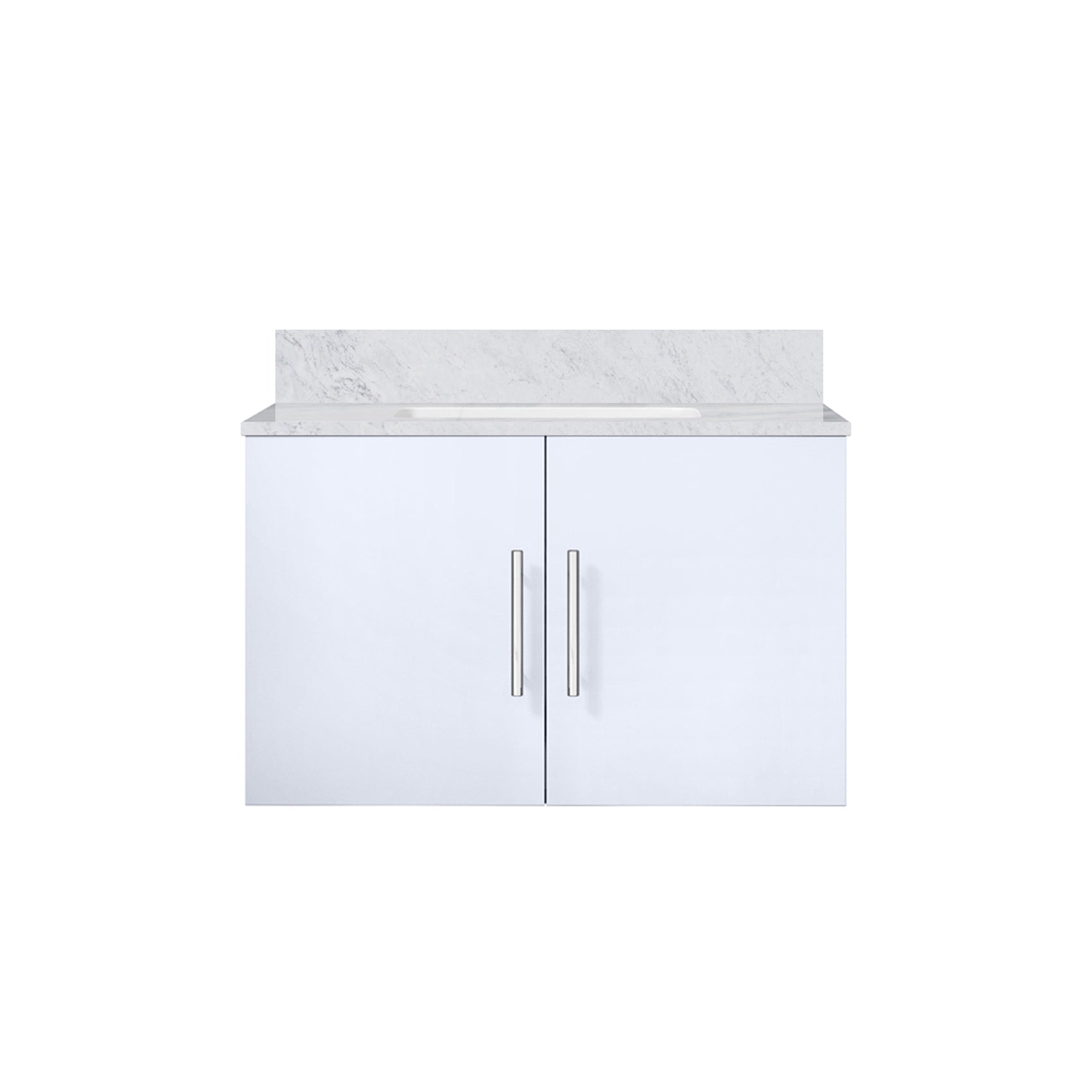 Glossy White Bath Vanity 30 in. W x 22 in. D, with Carrara Marble Top