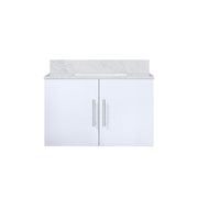 Glossy White Bath Vanity 30 in. W x 22 in. D, with Carrara Marble Top