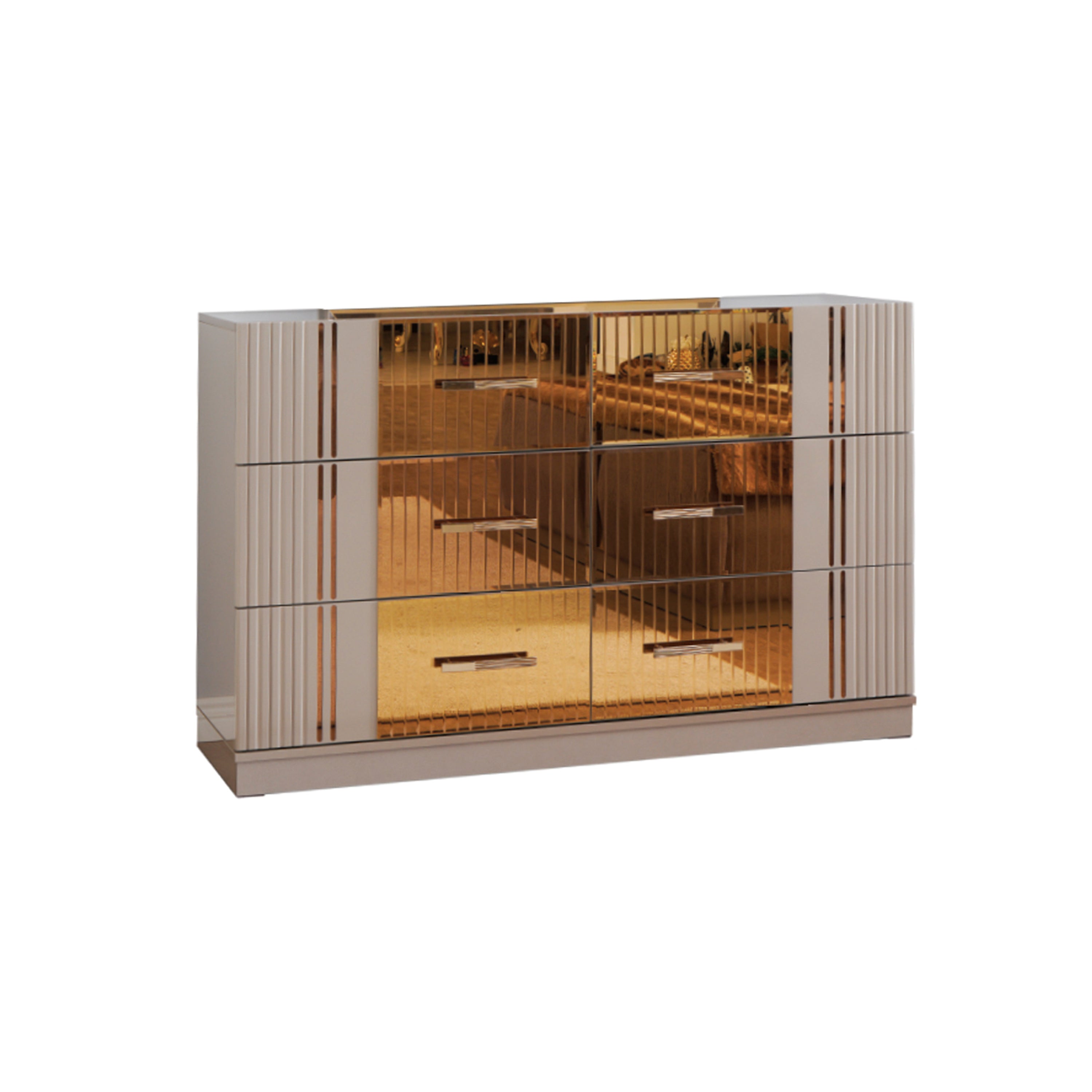 Lorenzo Gold Detailed 6-Drawer Dresser made with Wood in Gray (Includes Dresser Only) (NJ Warehouse inventory)