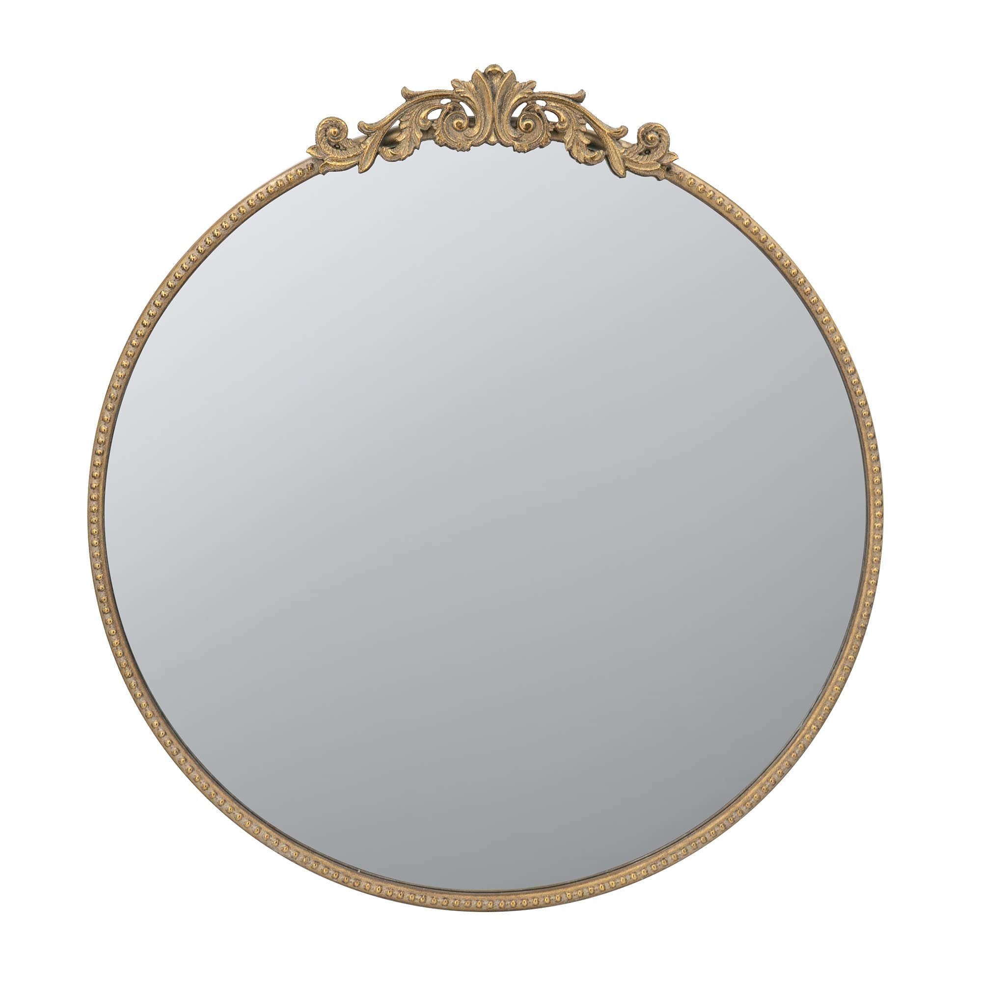 30' x 32' Round Gold Mirror, Wall Mounted Mirror with Metal Frame for Bathroom Living Room