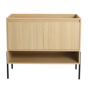 Minimalist 36' Freestanding Bathroom Vanity with 2 Soft-Close Cabinet Doors in Oak Finish, Engineered Wood