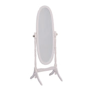 59.25' Tall Standing Wooden Floor Mirror with White finish, Oval Shape