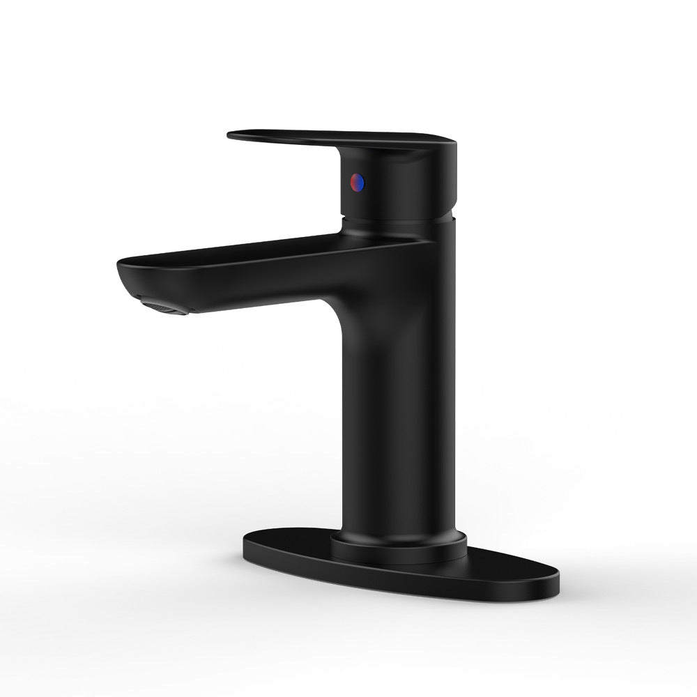 Matte Black Single Handle Bathroom Faucet with Deck For 1 or 3 Holes,Laundry Vanity Sink Faucet with Two 9/16' Hoses