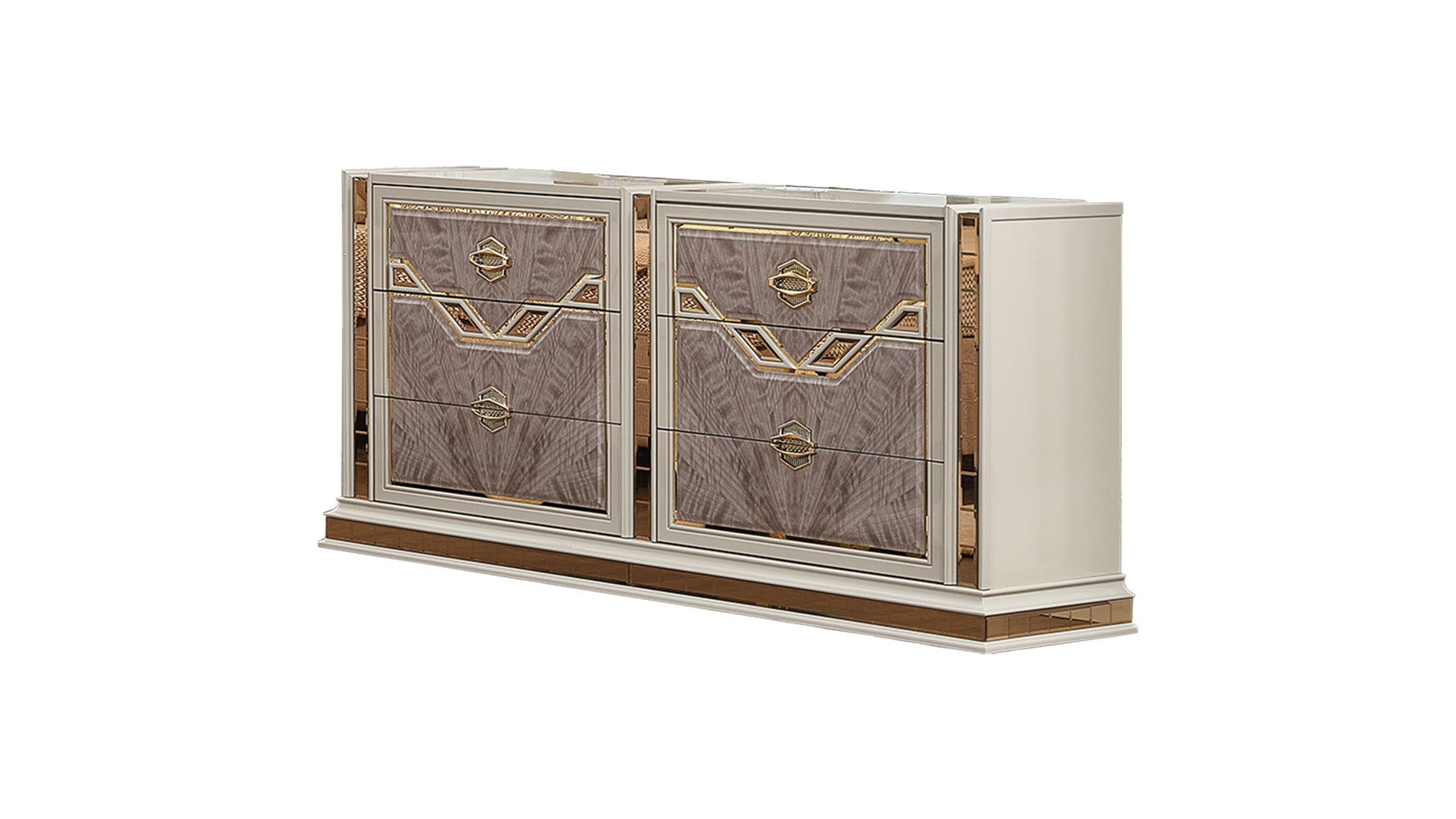 Omari Modern Style 6- Drawer Dresser Made with Wood and Gold Accents in Beige (INCLUDES DRESSER ONLY)  same as B009P245440 (CA inventory)