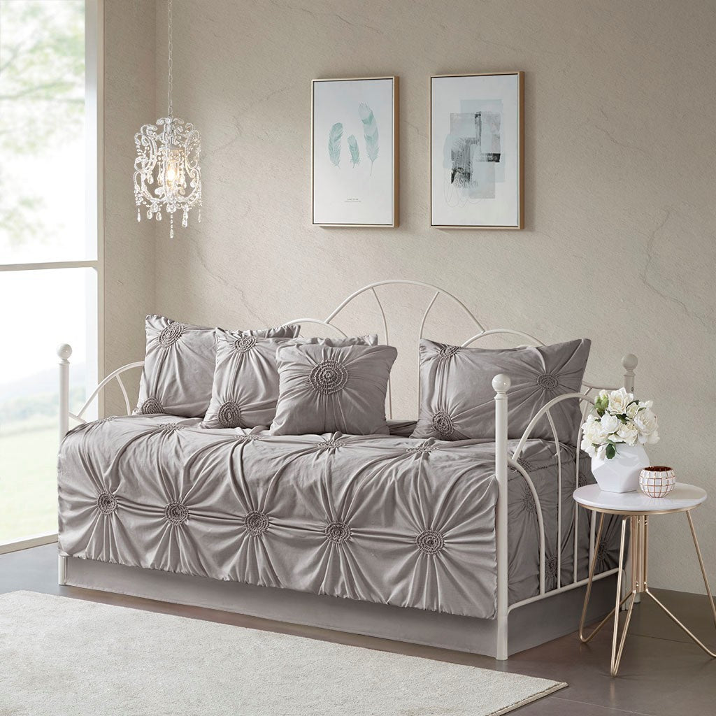 6 Piece Reversible Daybed Cover Set Dark Gray Daybed