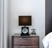 22'H BLACK PEWTER SQUARE CRYSTAL CENTERPIECE WITH NIGHT LIGHT, USB PORT + POWER OUTLET