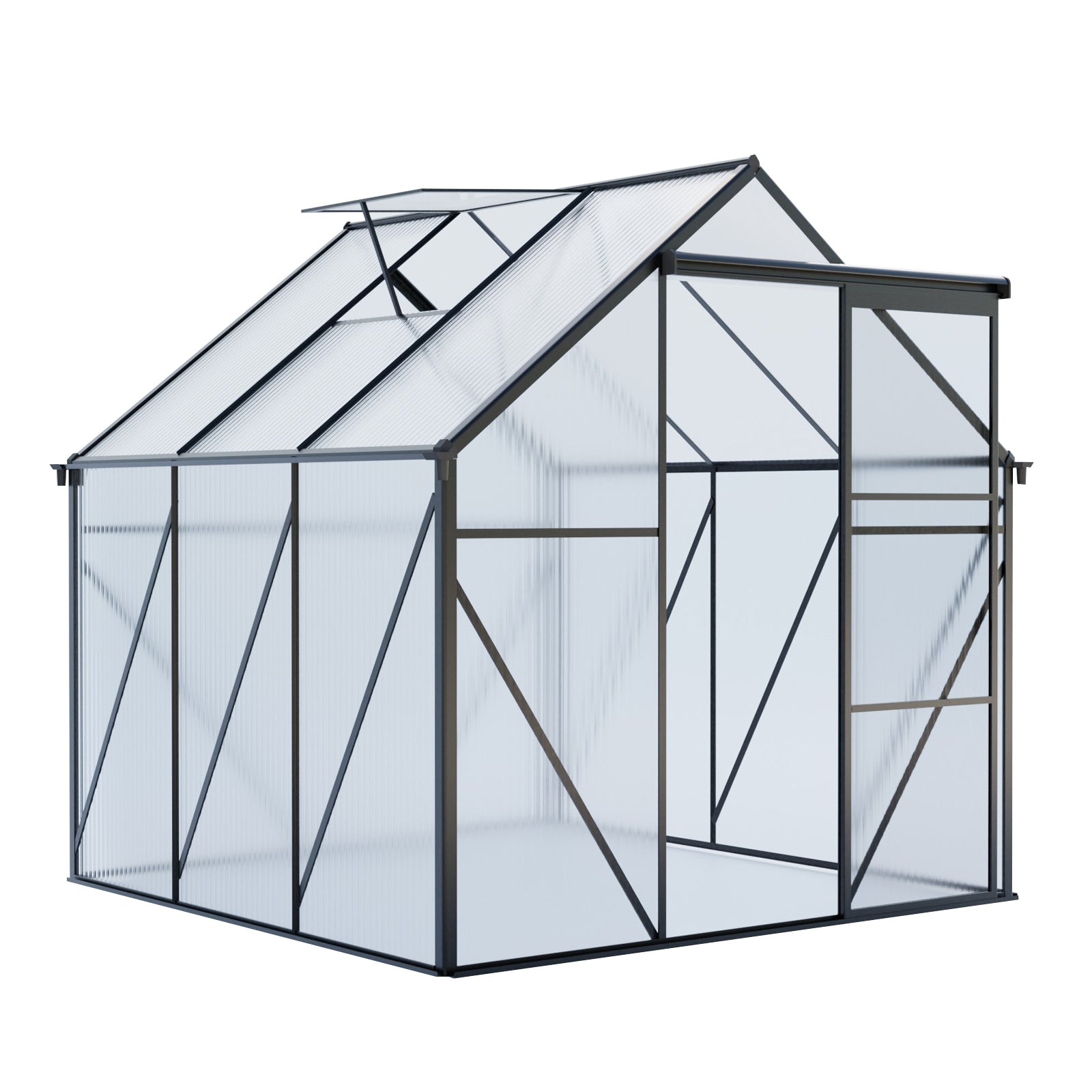 Polycarbonate Greenhouse Raised Base and Anchor Aluminum 6x6FT Heavy Duty Walk-in for Outdoor All Season Black