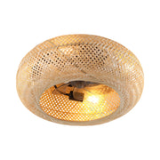 19' Rattan Ceiling Fan with 4 Bulbs, Dimmable, Remote Control,7 Blades, Reversible DC Motor