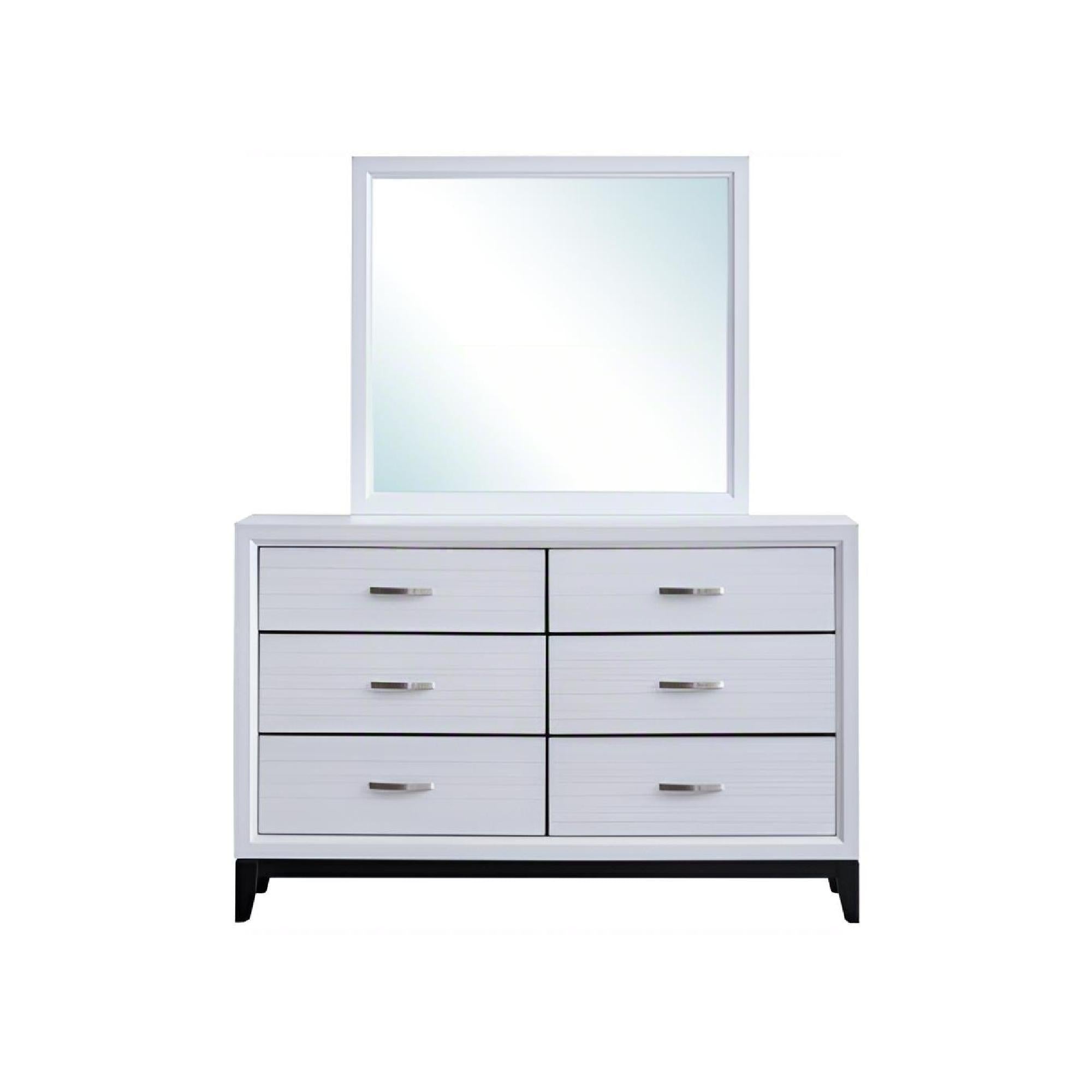 Glasgow Contemporary White Wooden Dresser with Six Drawers