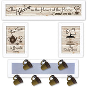 'Kitchen Collection IV' 4-Piece Vignette with 7-Peg Mug Rack by Millwork Engineering, White Frame