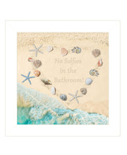 'No Selfies in the Bathroom – Sea' by Trendy Decor 4U, Ready to Hang Framed Print, White Frame