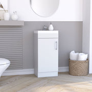 Madrid 16' Bathroom Vanity Single Door, Resin sink and faucet White