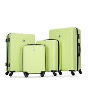 Fluorescent Green 4-Piece ABS Lightweight Suitcase Set with TSA Lock and 360° Spinner Wheels, 24 & 28 Inch