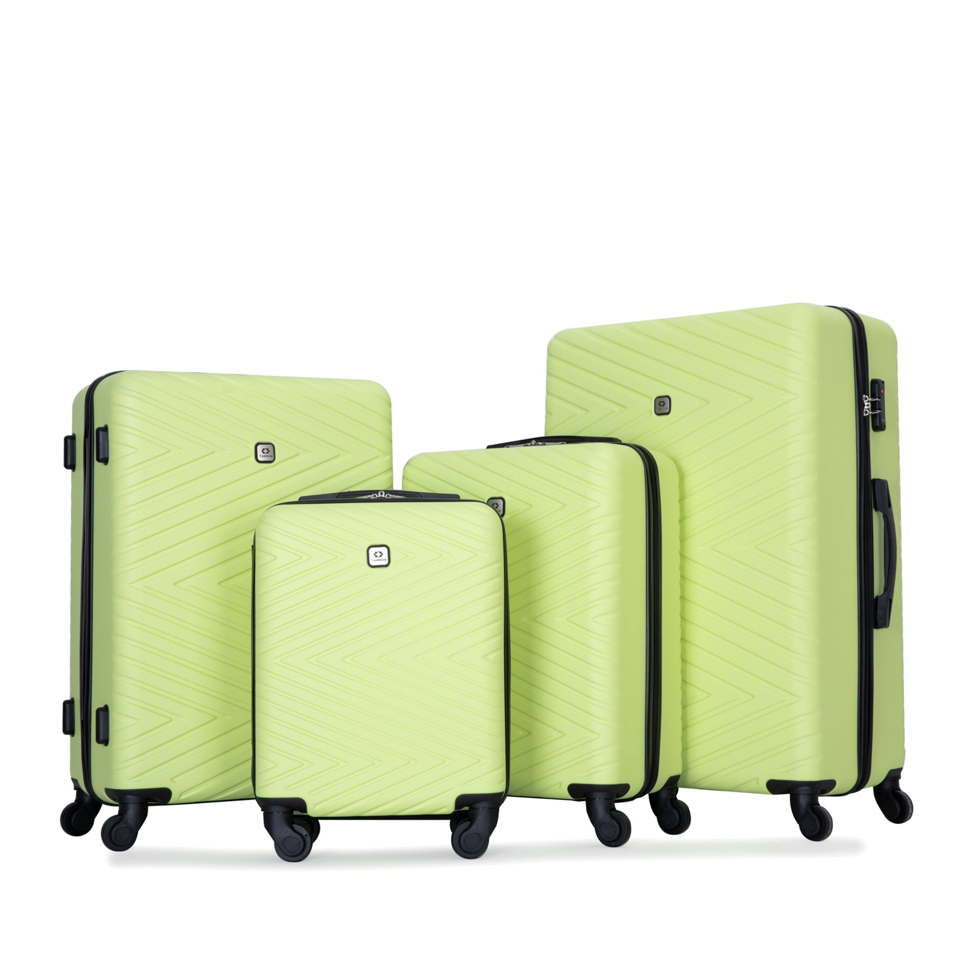 Fluorescent Green 4-Piece ABS Lightweight Suitcase Set with TSA Lock and 360° Spinner Wheels, 24 & 28 Inch