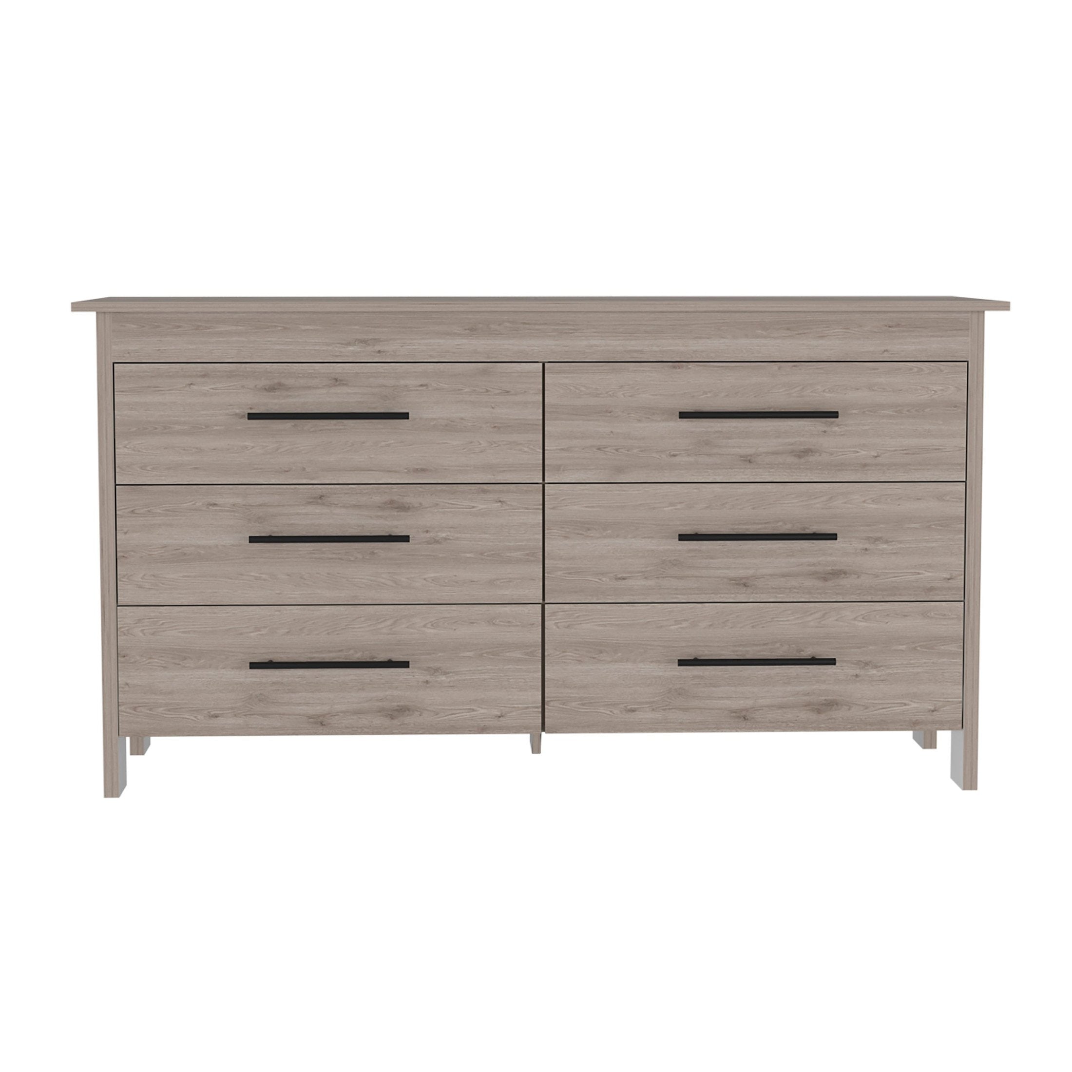 6 Drawer Double Dresser Wezz, Bedroom, Light Gray