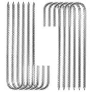 J-Shaped 0.4 in. x 12 in. Silver Steel Rebar Pins (16 Pack) - Heavy Duty Landscaping Anchors for Fabric Edging & Securing