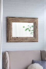 30x2x39' Rectangle Wall Accent Mirror with Distressed Wood Frame