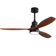 (Same as W882P147232) 52 Inch Wooden Ceiling Fan With 3 Solid Wood Blades Remote Control Reversible DC Motor With Led Light