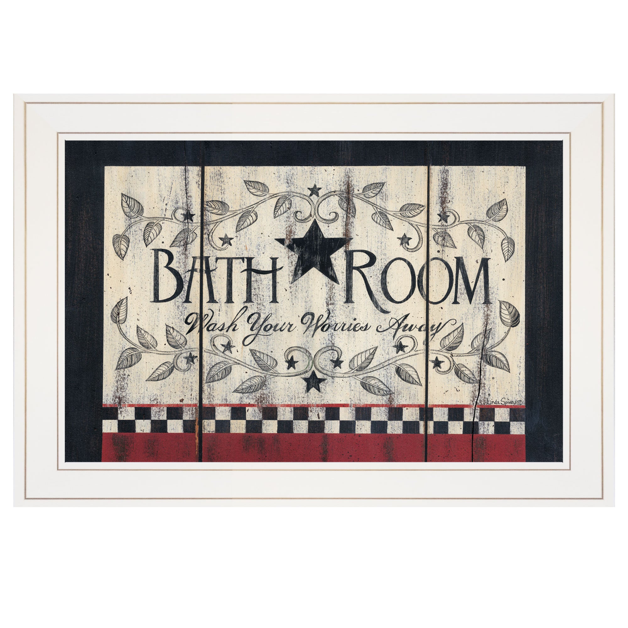 'Bathroom' by Linda Spivey, Ready to Hang Framed print, White Frame