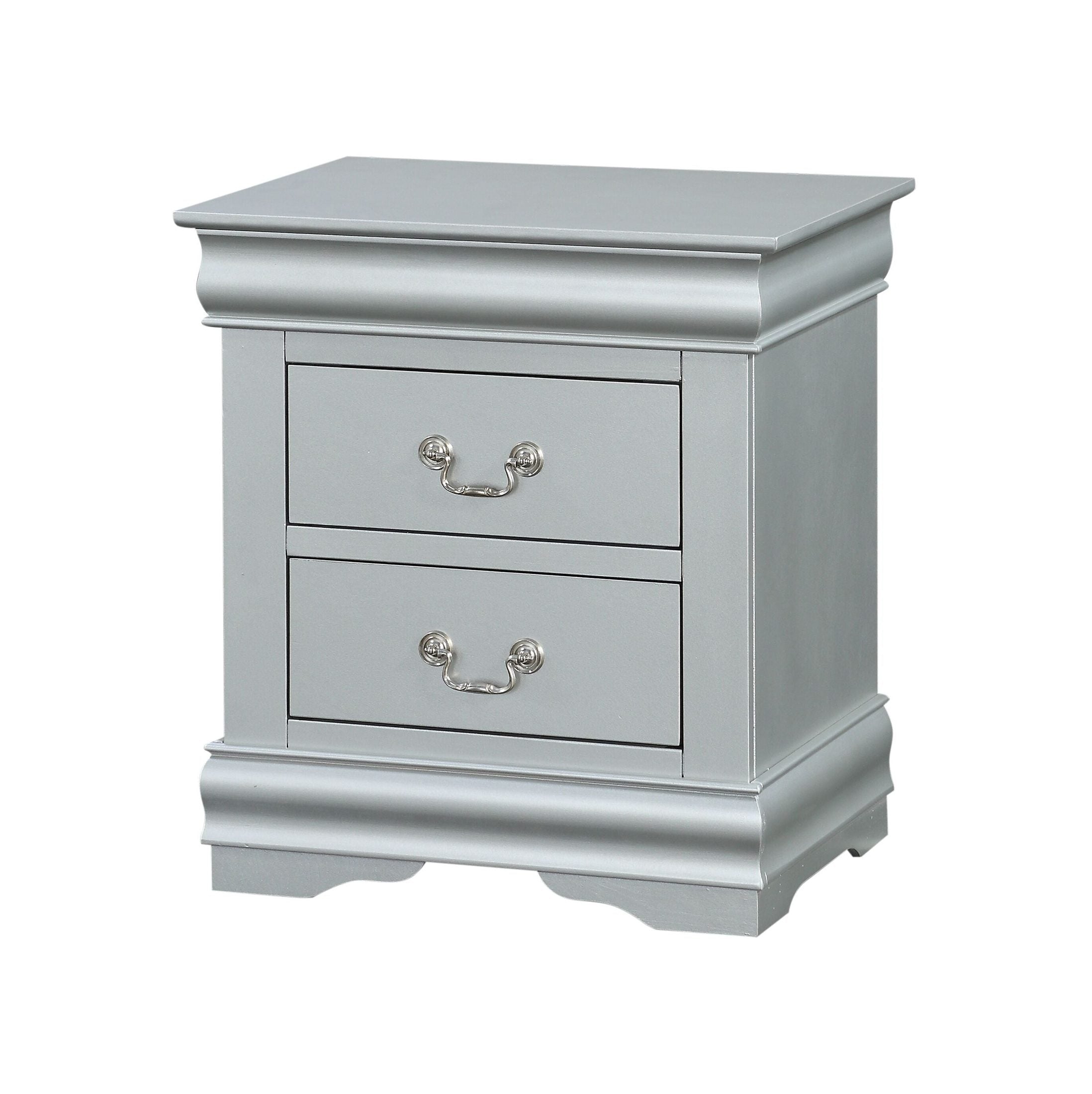 Louis Philippe III Platinum Finish Nightstand