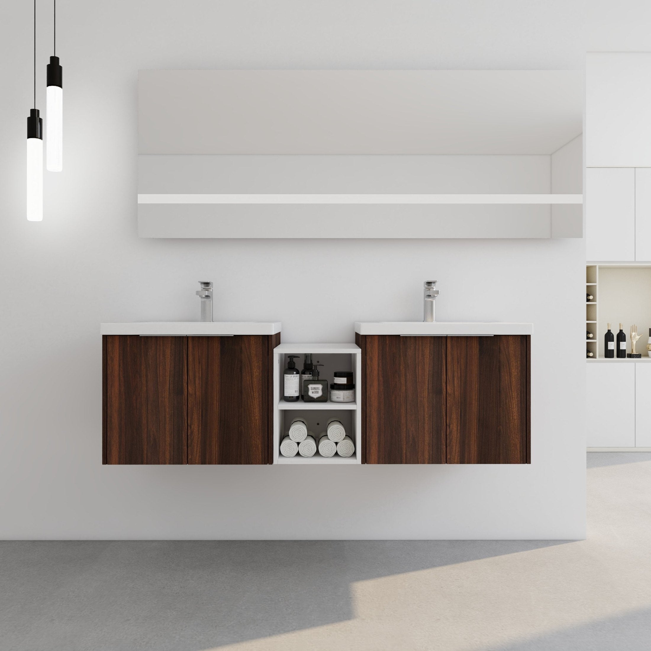 60 Inch Soft Close Doors Bathroom Vanity With Sink, A Small Storage Shelves, 24' and 12' Combination Cabinet,(KD-Packing)