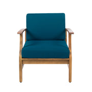 Kaleidoscope Acacia Wood Club Chair with Slat Paneling, Blue