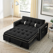 Modern 55.5' Pull Out Sleep Sofa Bed 2 Seater Loveseats Sofa Couch with side pockets, Adjsutable Backrest and Lumbar Pillows for Apartment Office Living Room