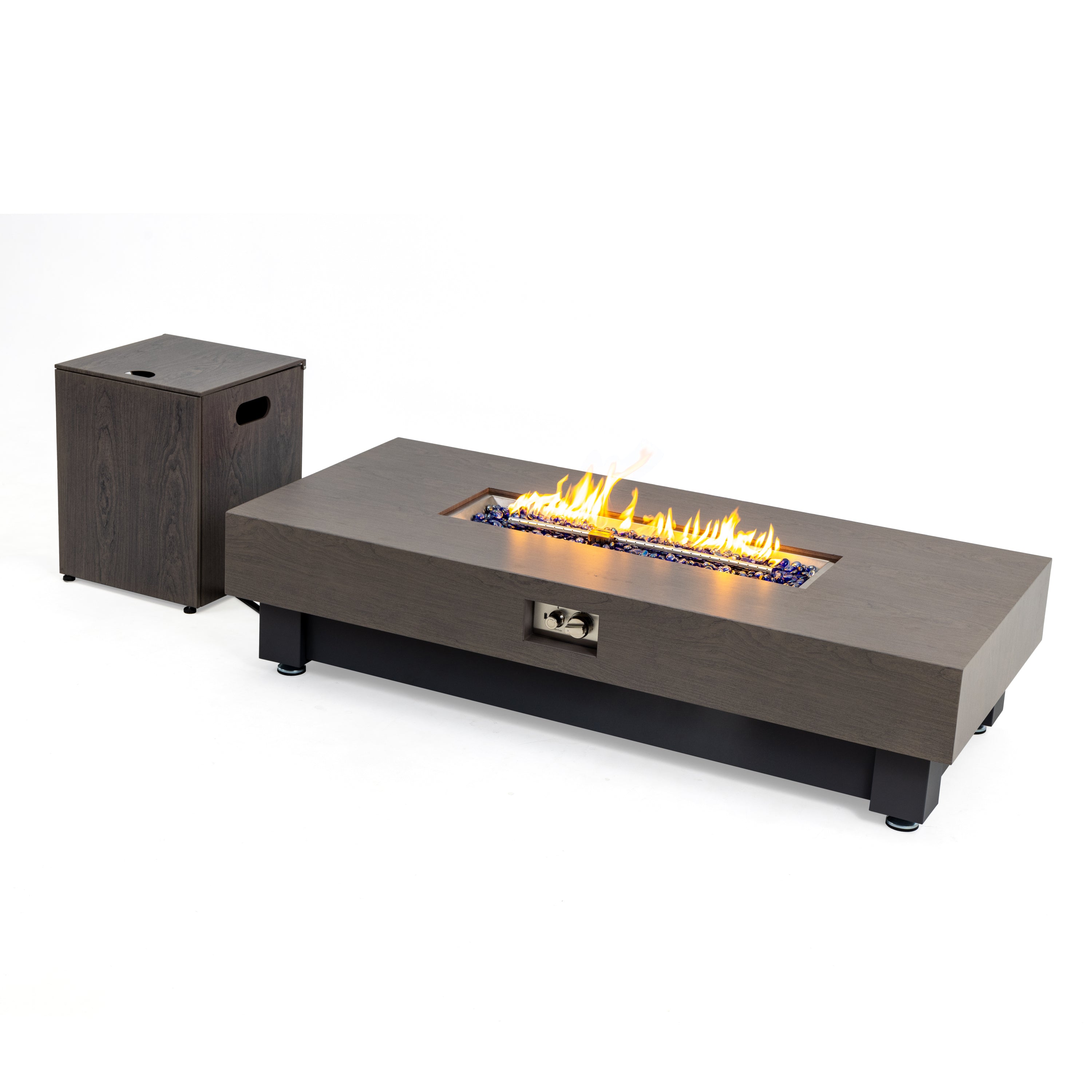 60-INCH FIRE PIT TABLE,Wood Outdoor Gas Fire Pit Table with Rain cover,Rectangular Heater for Patio, Backyard, Deck, Outdoor Modern Patio Fire Pit