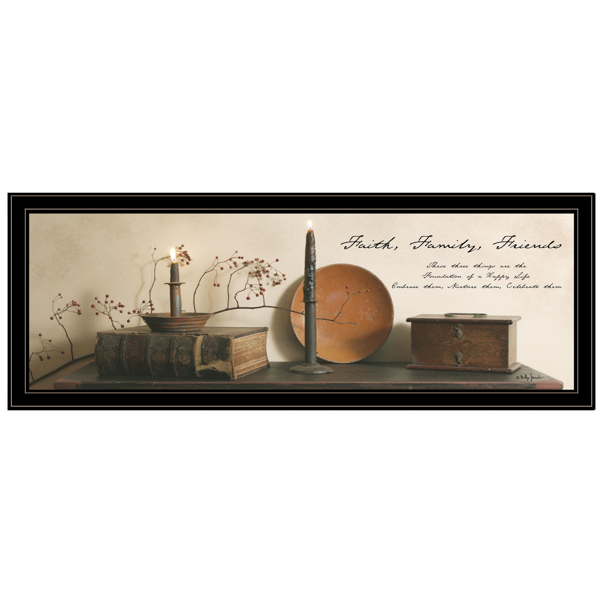 'Faith, Family, Friends' By Billy Jacobs, Ready to Hang Framed Print, Black Frame
