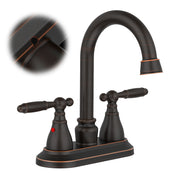 Bathroom Faucet Oil Rubbed Bronze 360 Degree High Arc Swivel Spout 4 Inches Centerset Vanity Faucet Modern Bathroom Faucets 3 Holes Lavatory Faucet NOT INCULED Drain