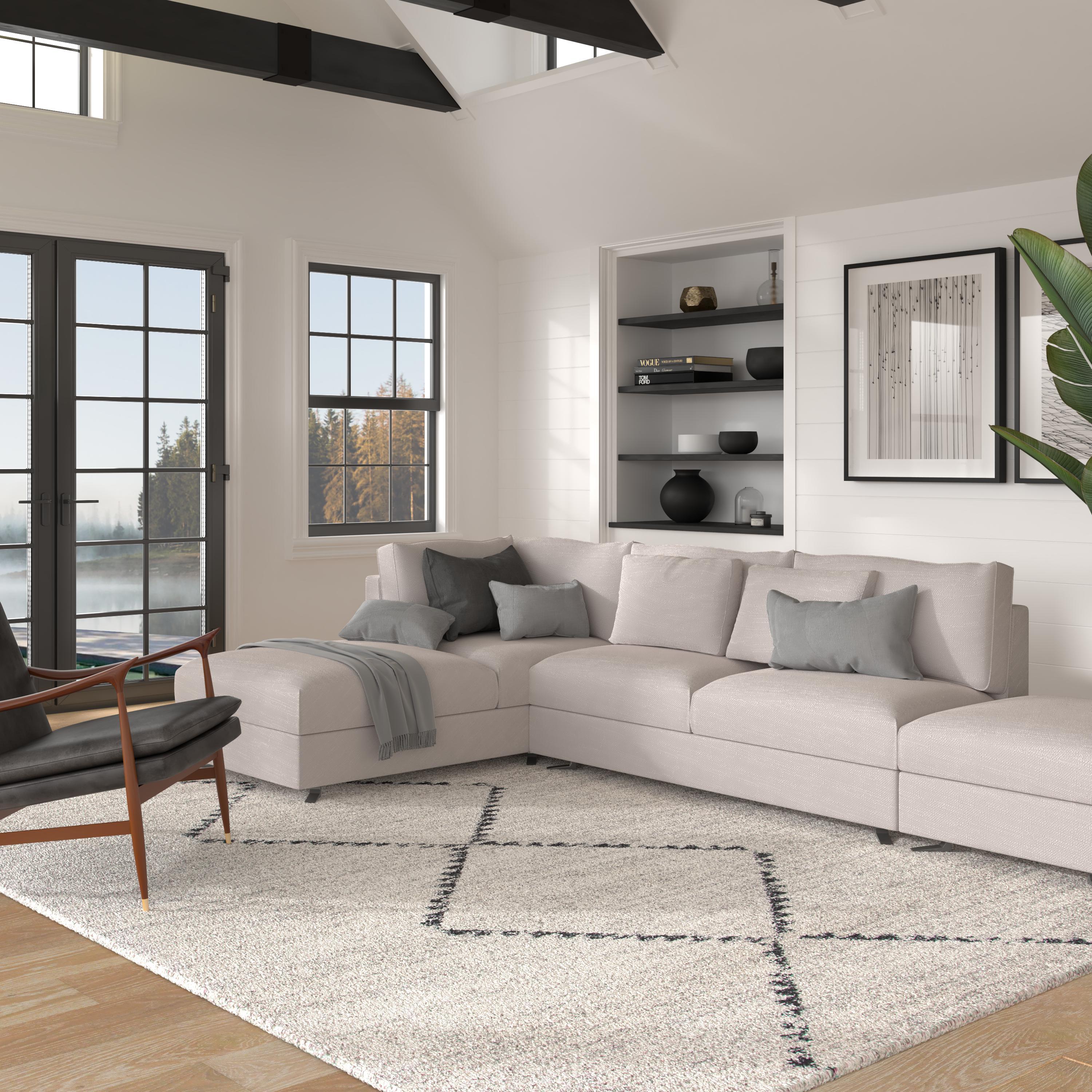 Janna Ivory, Grey, and Charcoal Olefin Shag Area Rug