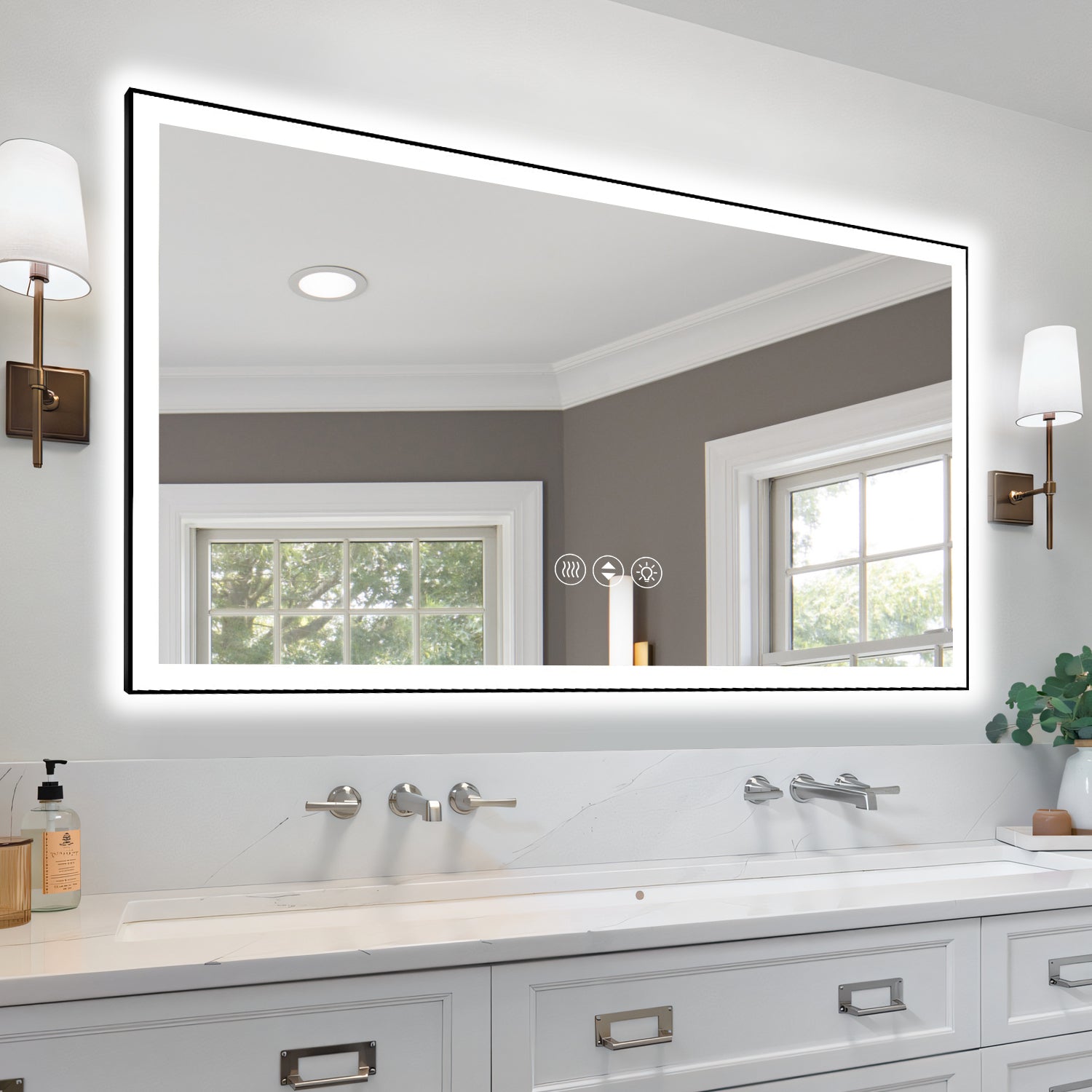 72x40 Inch Frameless LED Bathroom Mirror,Smart Mirror
