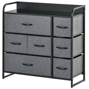 HOMCOM 7-Drawer Dresser, Fabric Chest of Drawers, 3-Tier Storage Organizer for Bedroom Entryway, Tower Unit with Steel Frame Wooden Top, Dark Gray