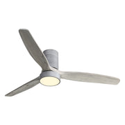 52 Inch 18W LED Ceiling Fan With Dimmable 6 Speed Remote Silver 3 Solid Wood Blade Reversible DC Motor For Living Room