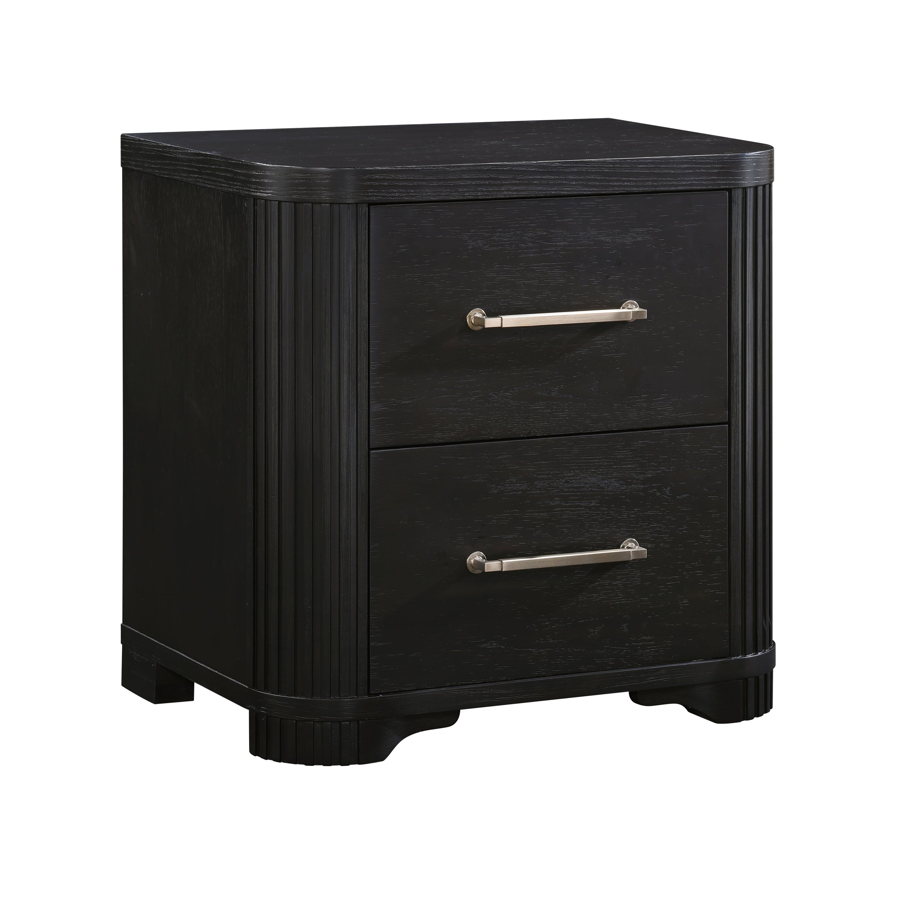 Modern Style Bedroom Furniture 1pc Nightstand of 2x Dovetail Drawers Charcoal Finish Elegant Design Bedside Table