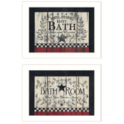 'Hot Bath' 2-Piece Vignette by Linda Spivey, White Frame