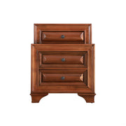 Charming Oak Nightstand with Curved Fronts for Stylish Storage in Particle Board