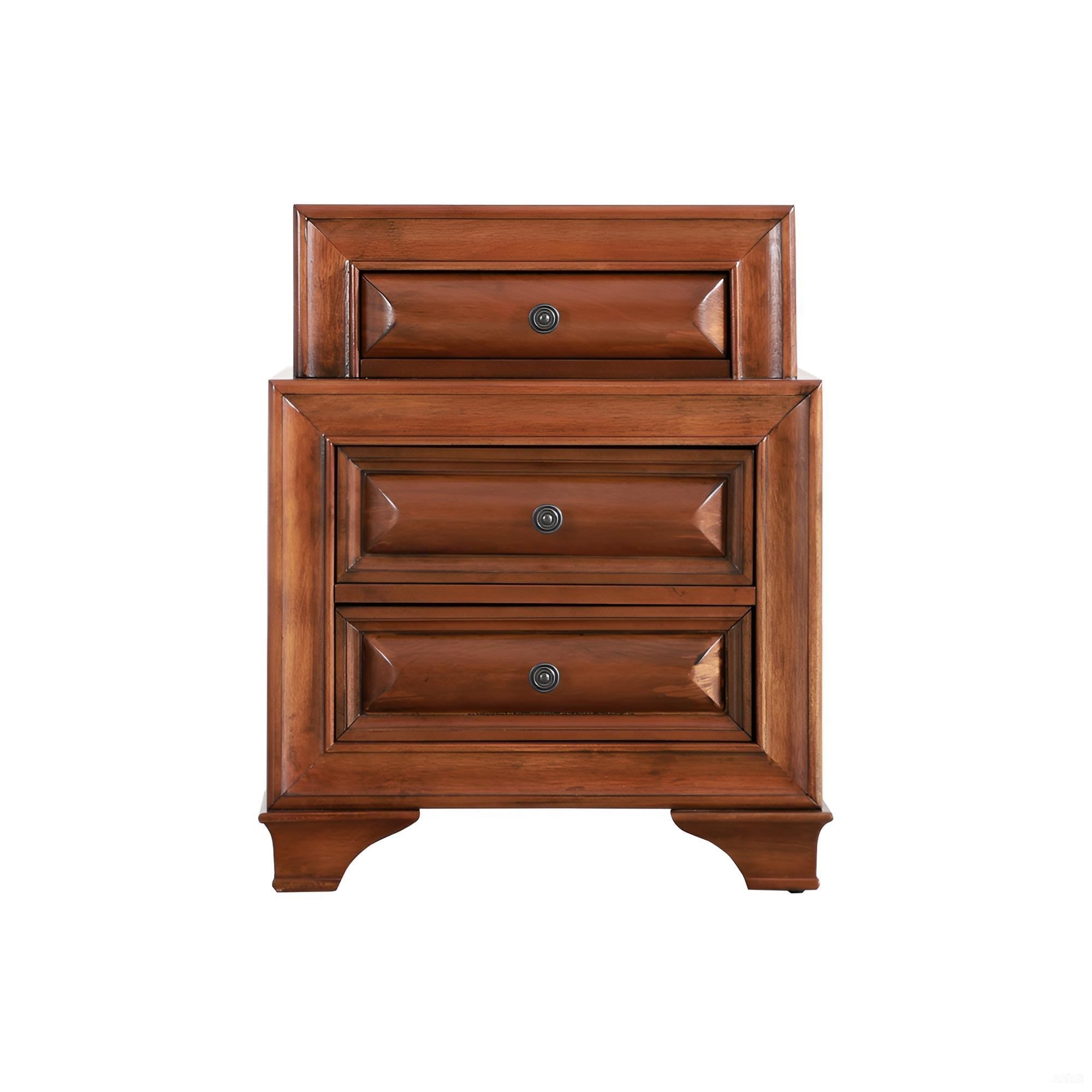 Charming Oak Nightstand with Curved Fronts for Stylish Storage in Particle Board
