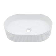 Elegant Oval White Ceramic Vessel Bathroom Sink 19.31x12.19 Inch