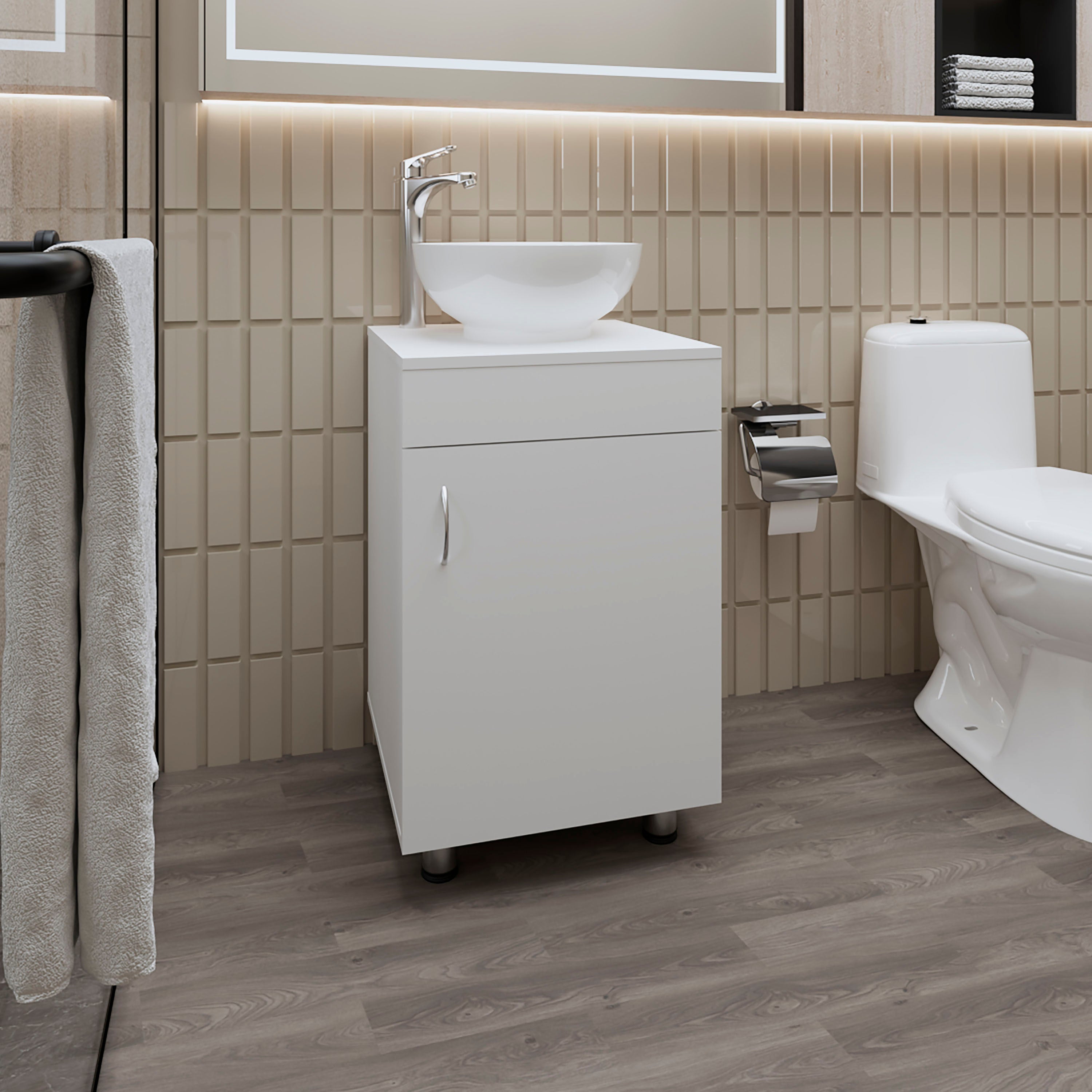FM FURNITURE Loli Bathroom Vanity with Integrated Sink, White