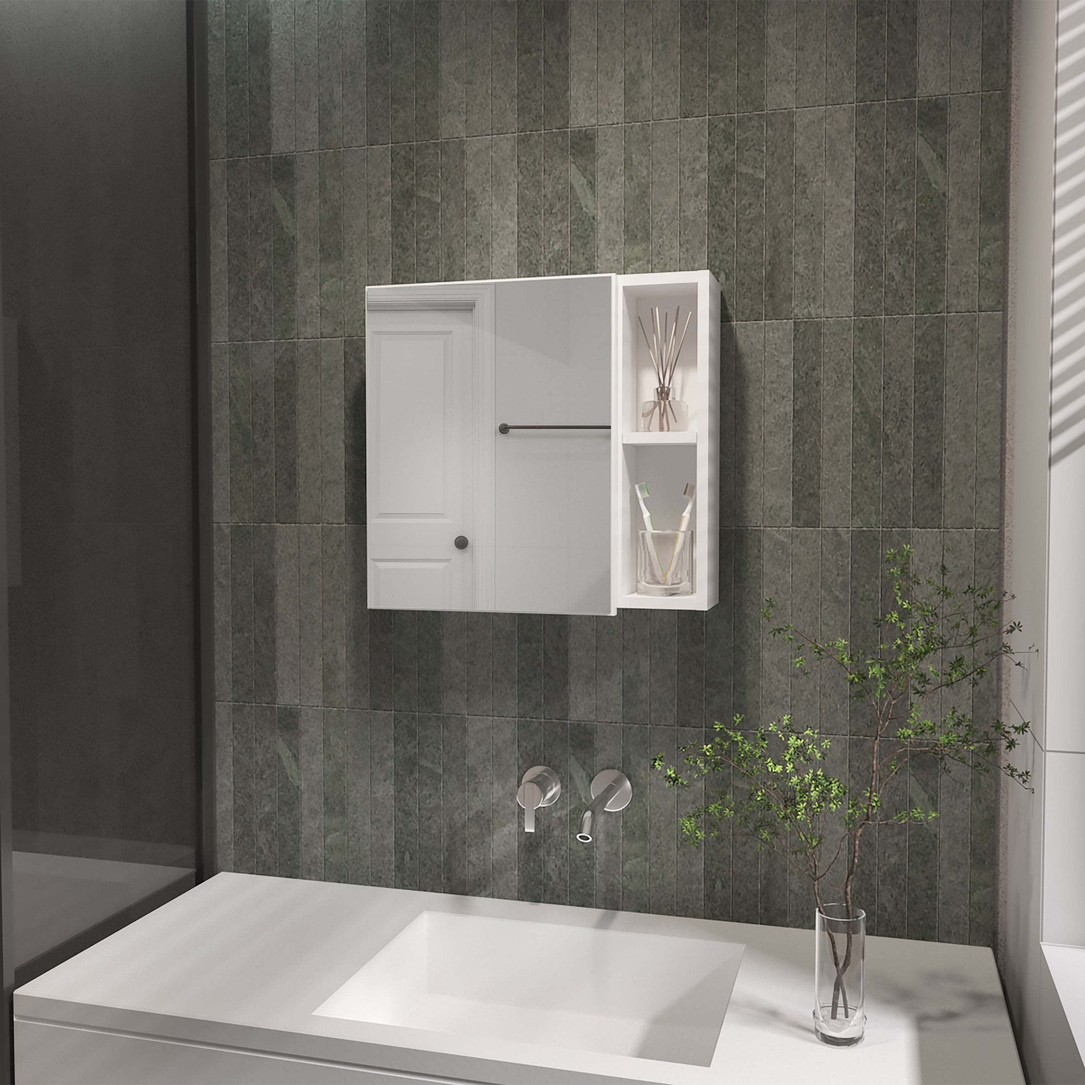 Myrick 2-Shelf Medicine Cabinet with Mirror White