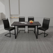 59 ' Dining Table Rural Industrial Rectangular MDF Black Set and PU Armless Dining Chair Set, 4 pieces. Kitchen Black Metal Table Leg Dining Chair Set
