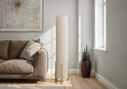Lighting, 50'h, Floor Lamp, Brown Wood Look, Ivory / Cream Shade, Contemporary