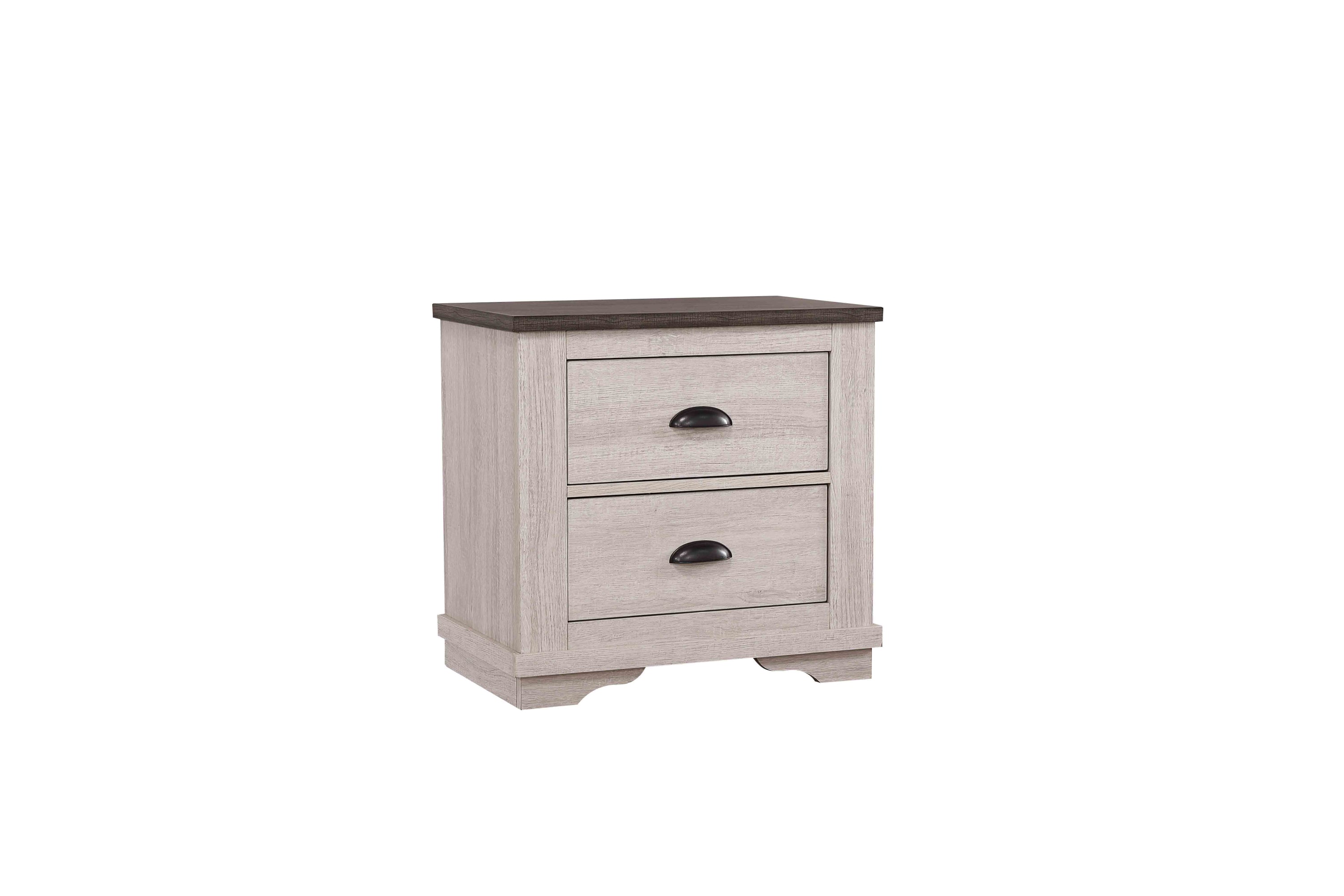 1pc Contemporary Two-Drawers Nightstand Bed Side Cabinet Wooden Furniture Rustic Chalk Gray Color